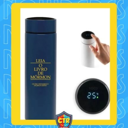 Garrafa Térmica com sensor de temperatura em Led "Leia o Livro de Mórmon"